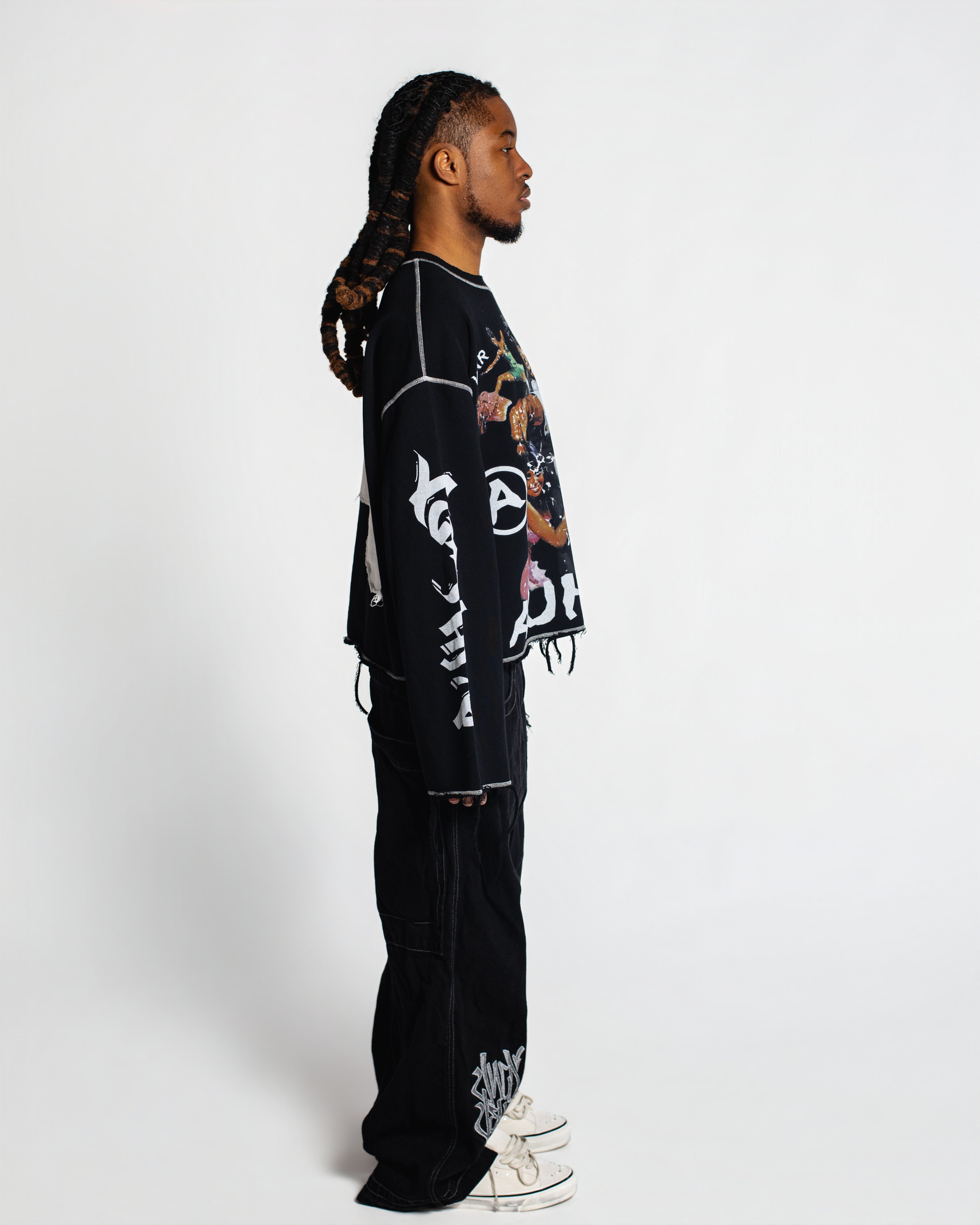 'Dolemite' Distressed Long Sleeve Sweater